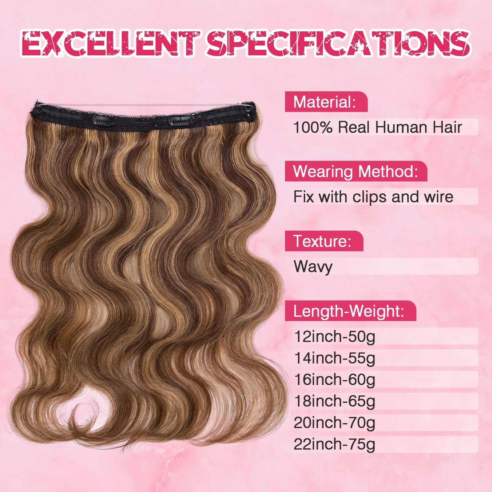 Halo Hair Extensions Real Human Hair My-Lady Adjustable Halo Extensions Real