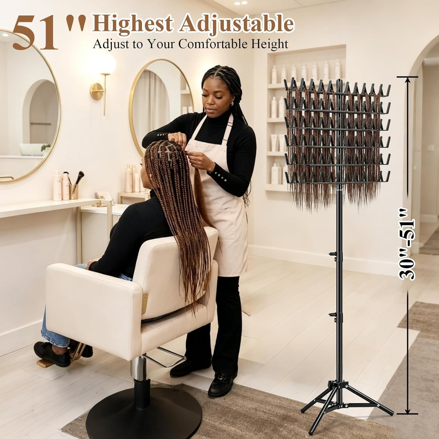 Easy Assembly Braiding Hair Organizer, 144 Pegs, Black