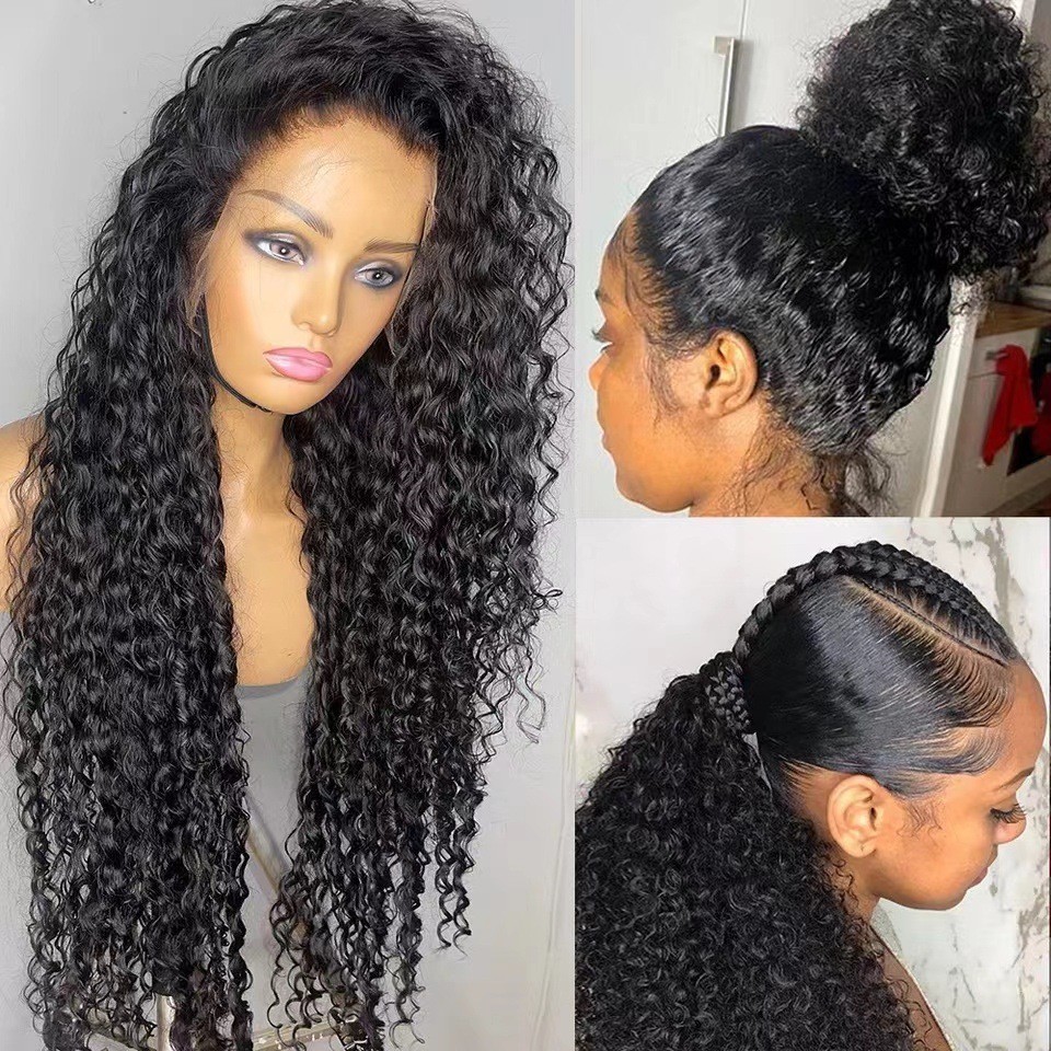 Front Lace Box Braids Wig Small Curly Full Head Wig For African Women Heat