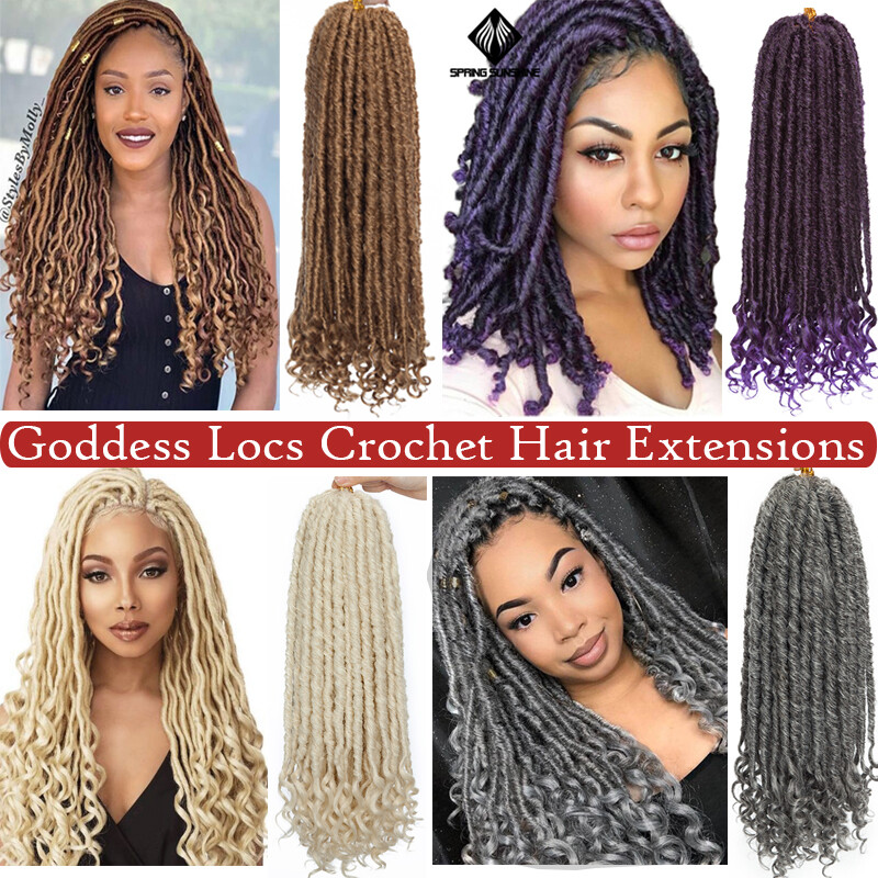 Crochet Goddess Faux Locs Dreadlock Afro Braids Hair Extension Curly Ends Ombre