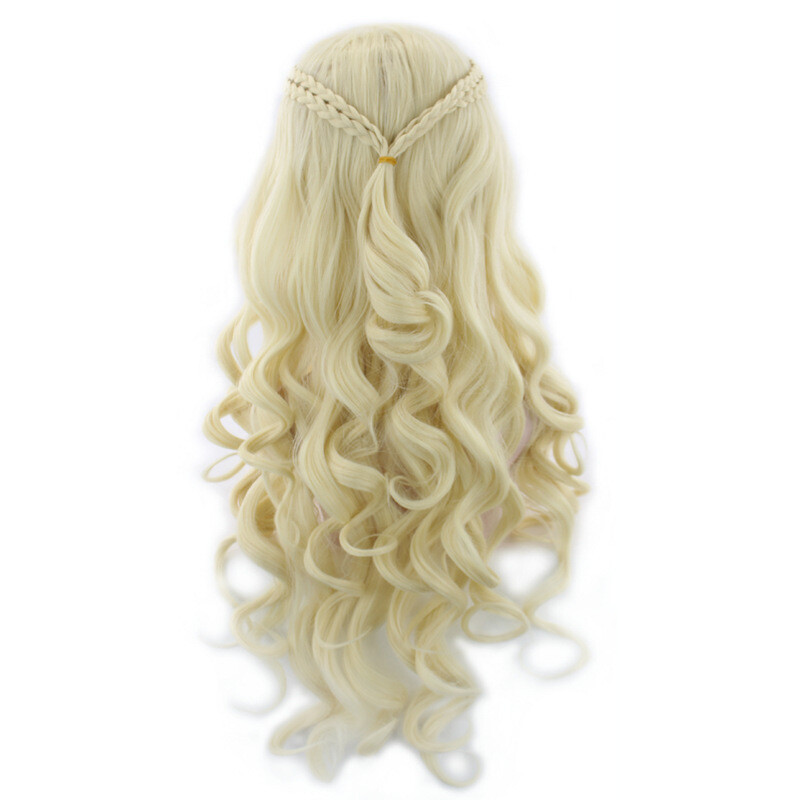 Women’s Wavy Curly Wig Long Ladies Hair Fluffy Wig Grey Blonde Wigs+Wig Cap