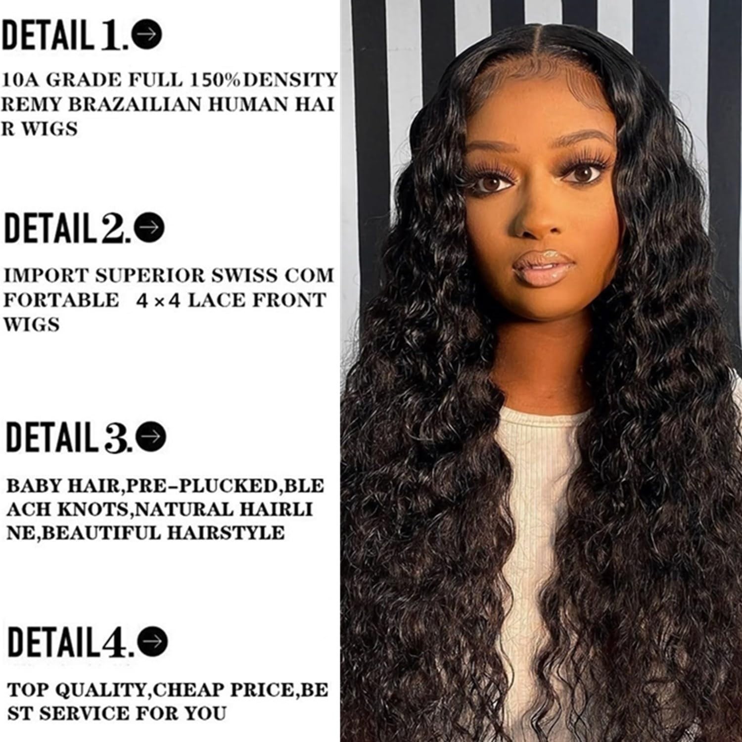 Wet and Wavy Deep Wave Lace Front Wigs Human Hair Glueless for Black Women 20…