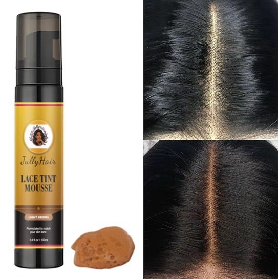 JullyHair Wig Care Lace Tint Mousse Light Medium Dark Brown 3.4 fl oz/100ml