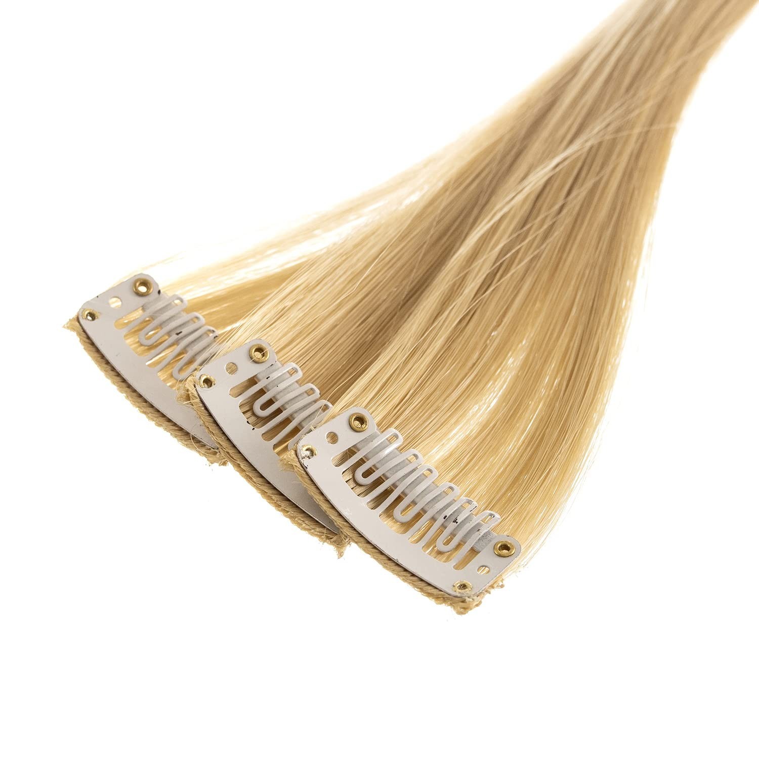 Easy Clip-In 12 Pcs Straight Hair Extensions – 18” Beige Blonde Highlights