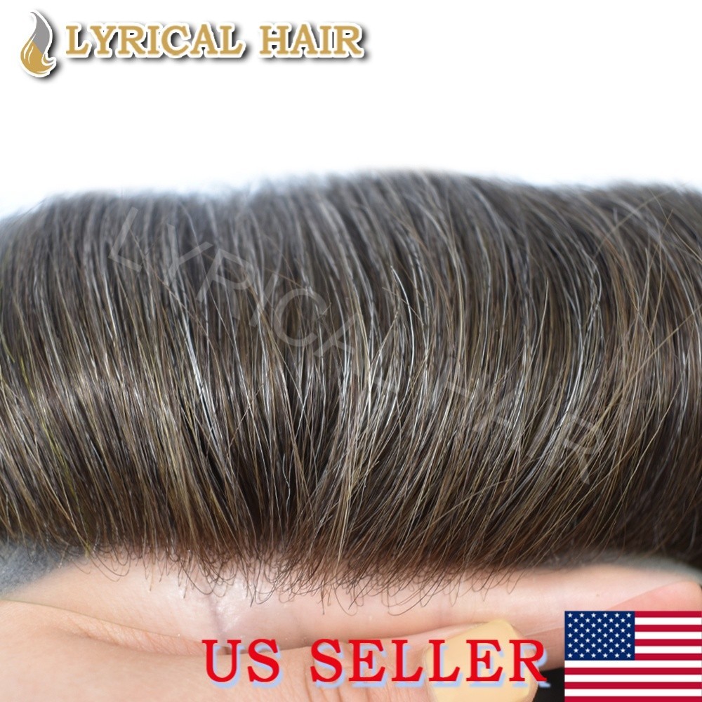 Mens Toupee Hair Replacement System French Lace&PU Breathable Human Hair Piece