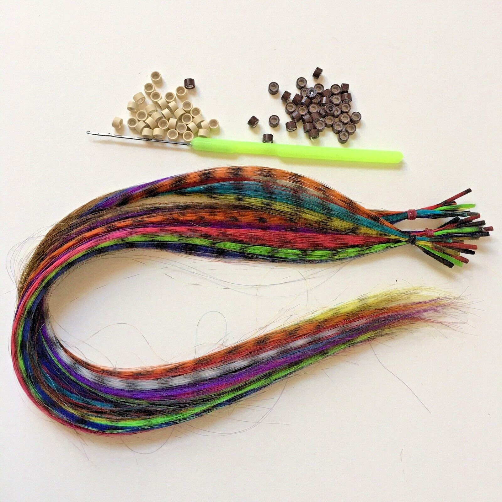 Synthetic Feather Hair Extension Kit With 30 Feathers 1Hook +60 Beads Halloween