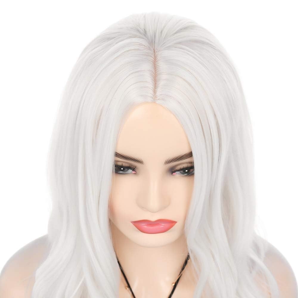 Cream White Wigs for Women Long Curly Wavy Synthetic Hair Wig Natural Middle …