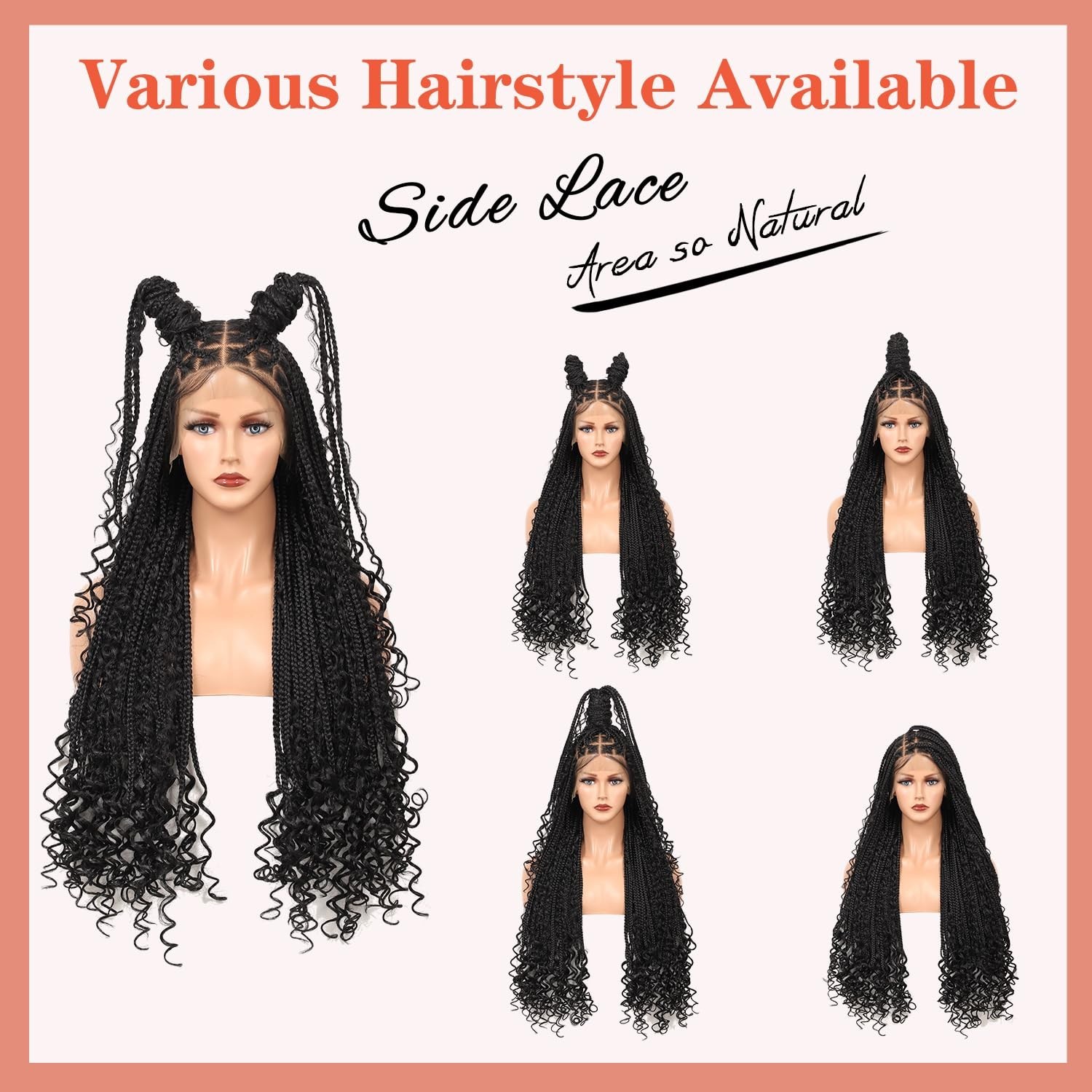 36″ Boho Braided Wigs for Women 13×8 Inch Hd Lace Front Box Braid Wig Knotles…