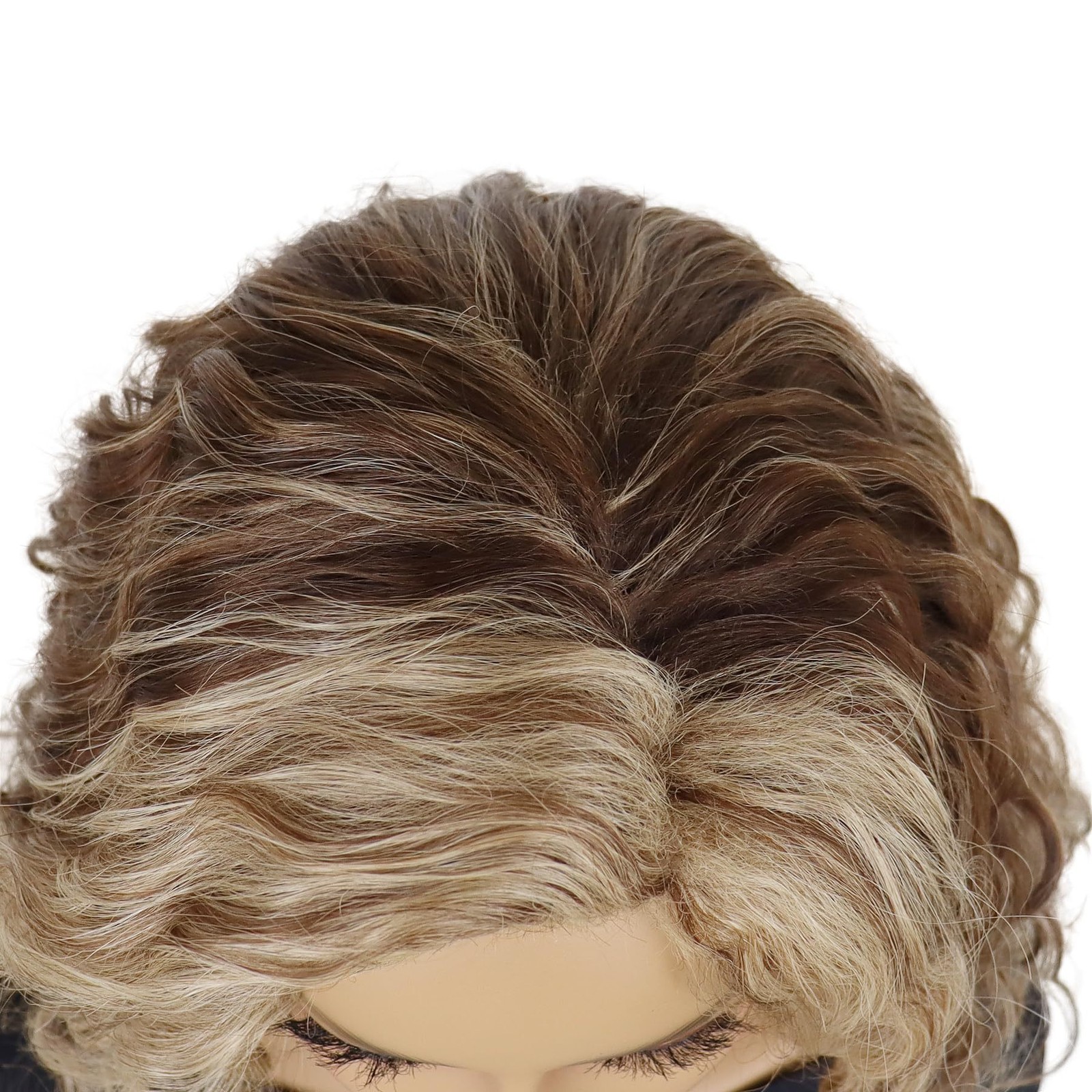 Middle Part Long Kinky Curly High Temperature Synthetic Wig with Rose Net for