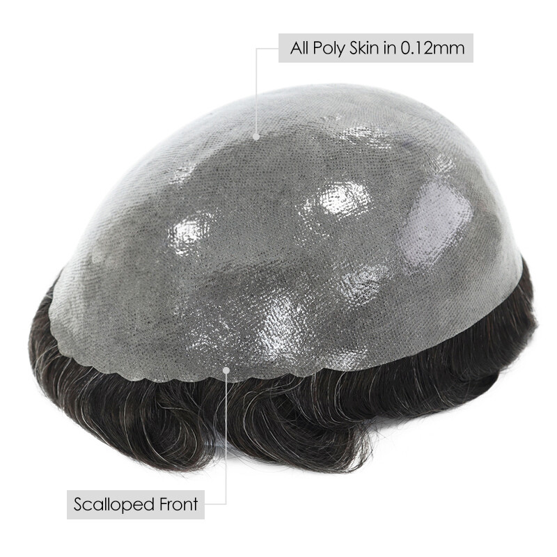 Mens Hair Replacement System Poly Skin Toupee Human Hairpieces Express Shipping