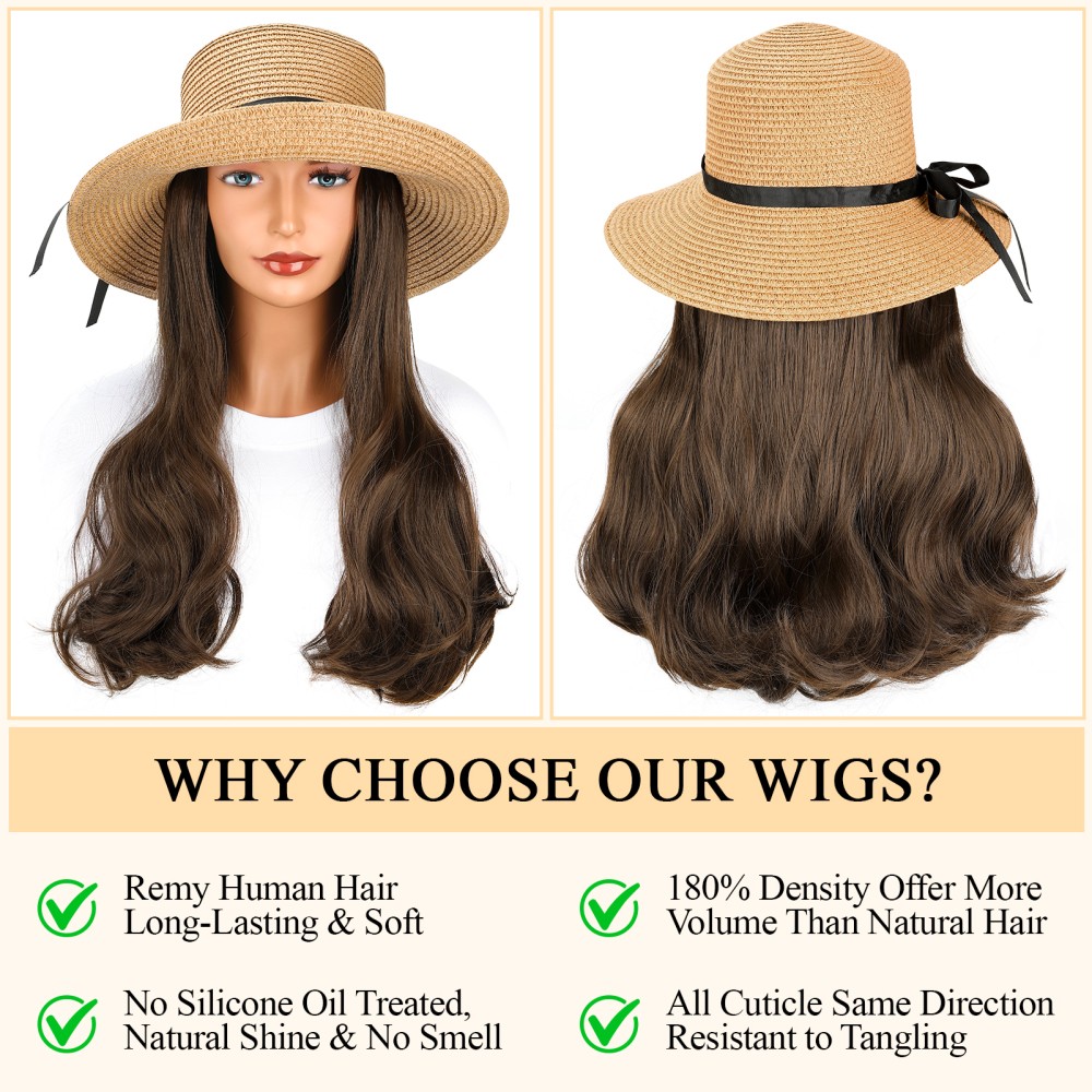 Womens Fisherman Hat for For WIG Long Curly Hair with High Temperature Fiber