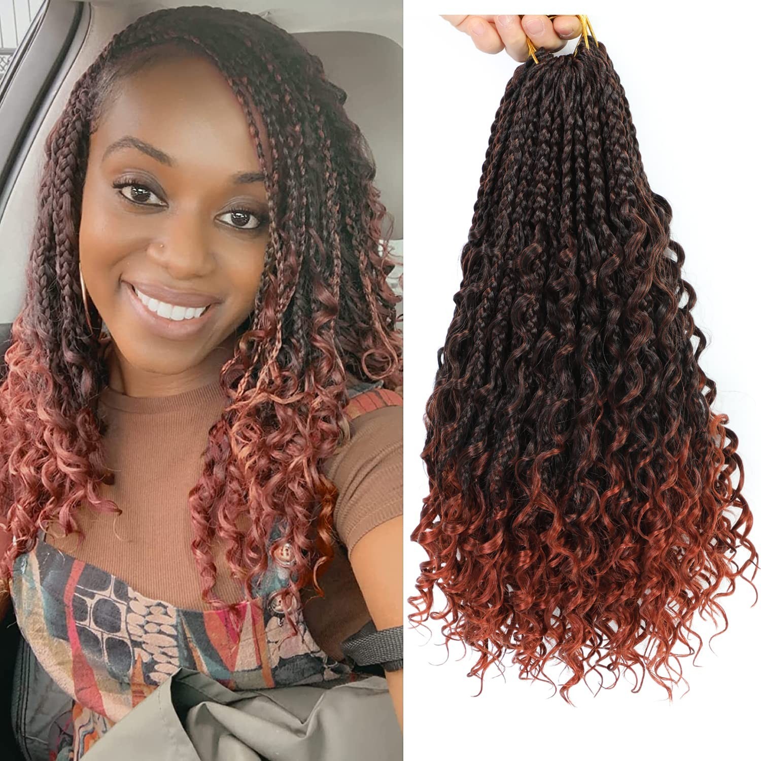 8 Packs Goddess Box Braids Crochet Hair-14 Inch Crochet Box Braids Pre-looped…