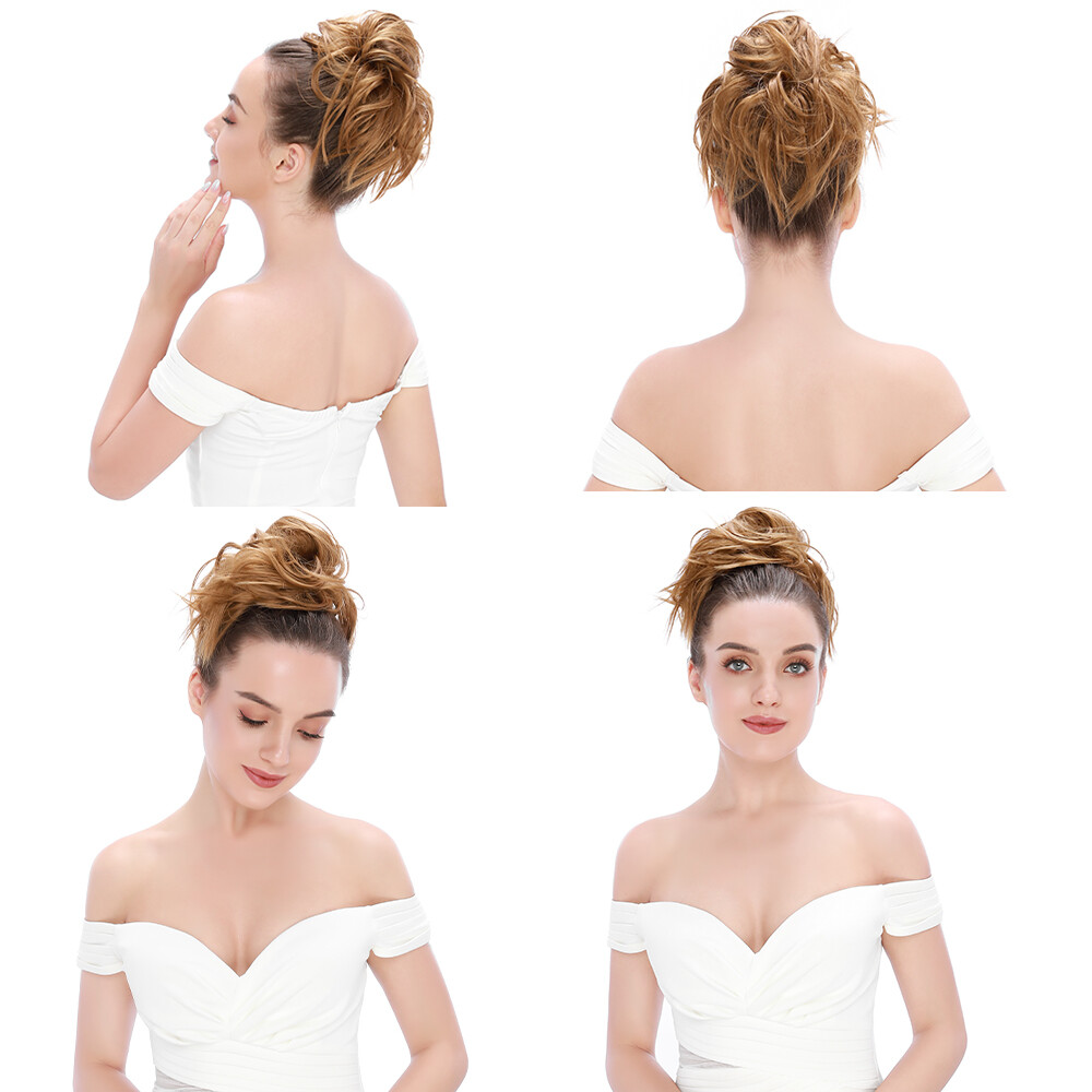 Curly Hair Bun Ponytail Scrunchie Messy Elastic Band Extensions Wrap Hairpiece