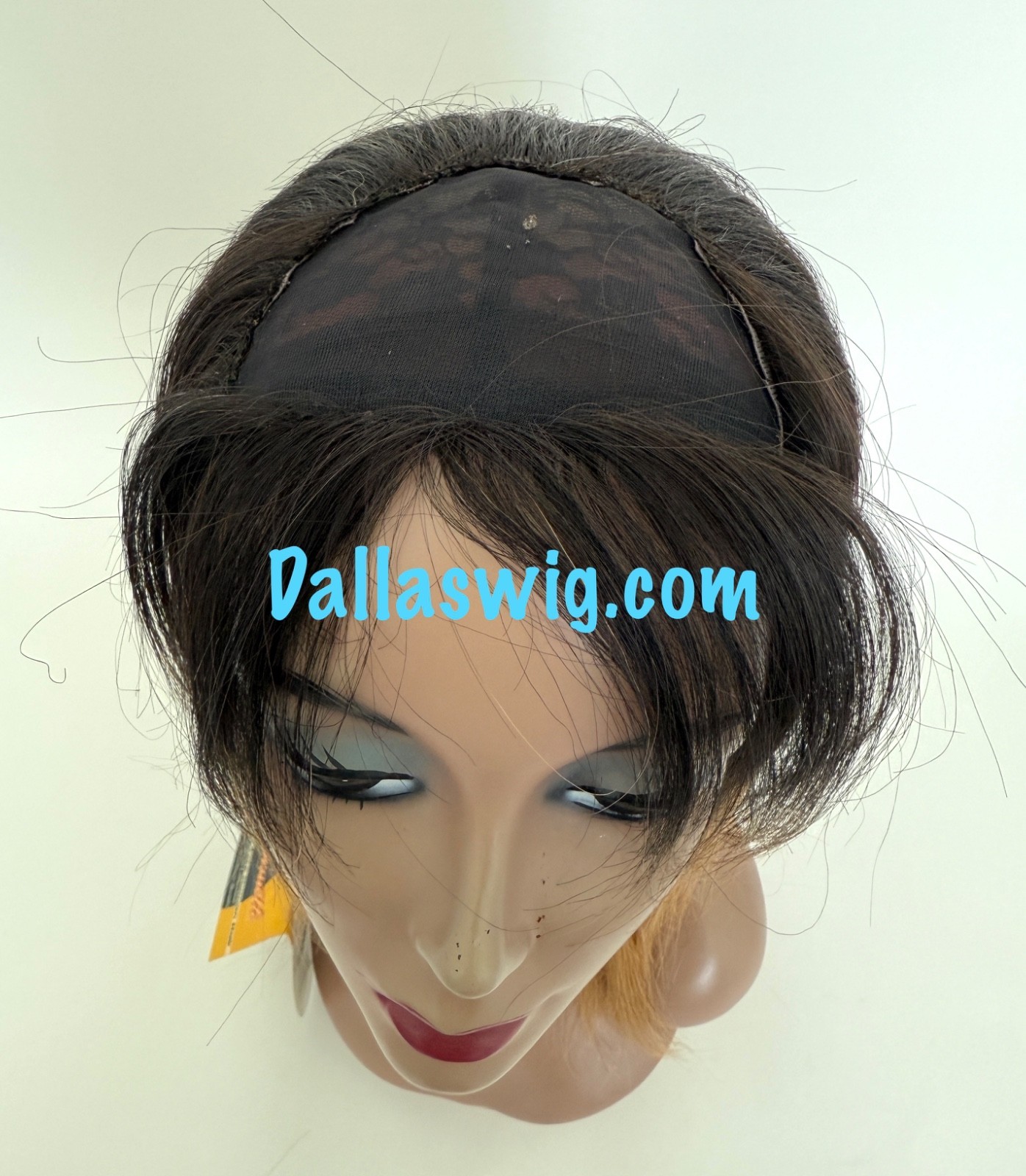 100% Human Hair Custom Halo Look Missing Crown V U Part 14″ Human Hair Wig