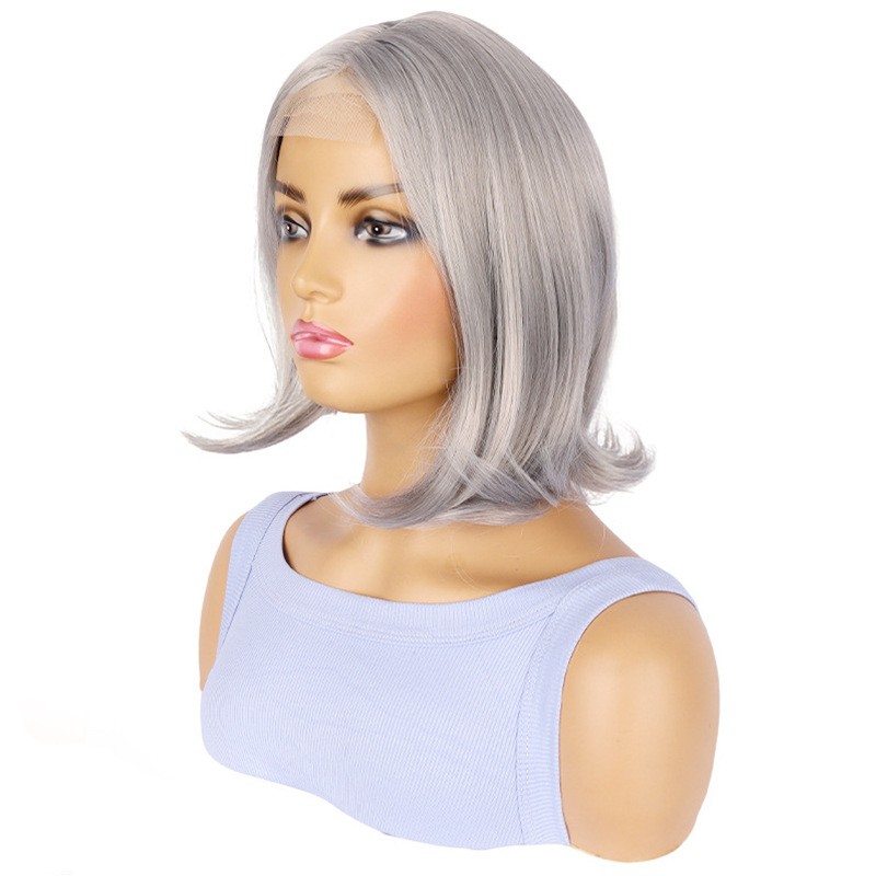 Womens Grey Curly Wig Gray Layered Short Beanie Hairpiece Universal Cosplay Wigs