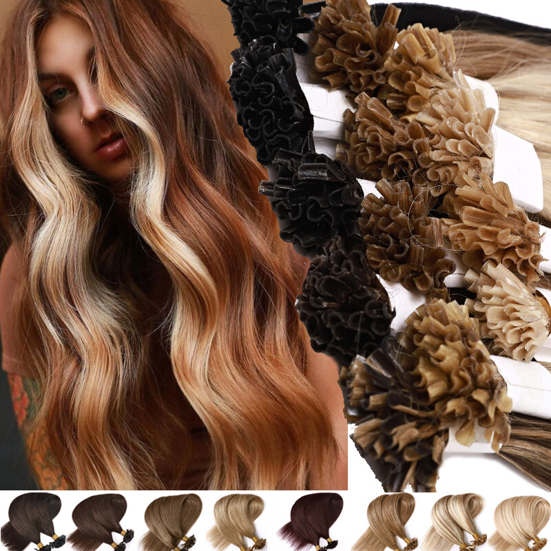 L Keratin Fusion Pre Bonded Nail U Tip 100% Remy Human Hair Extensions Full Head