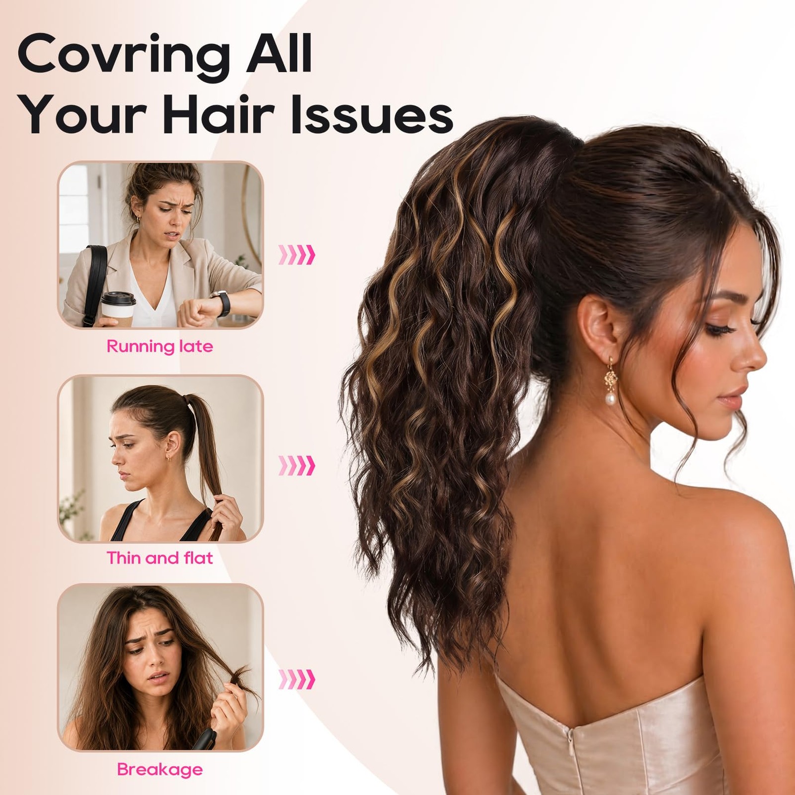 Ponytail Extension, 14 Inch Curly Claw Pony Tails Hair Extensions Clip in Pon…