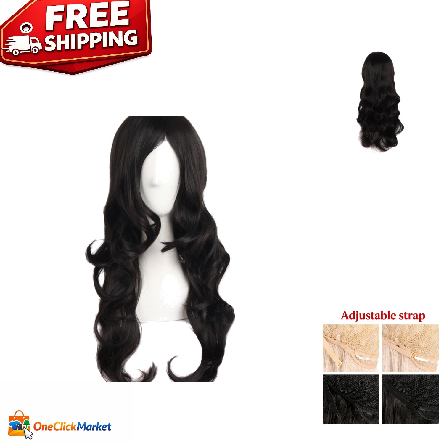 Stylish Heat Resistant 60cm Full Black Wig – Wavy Texture for Every Occasion