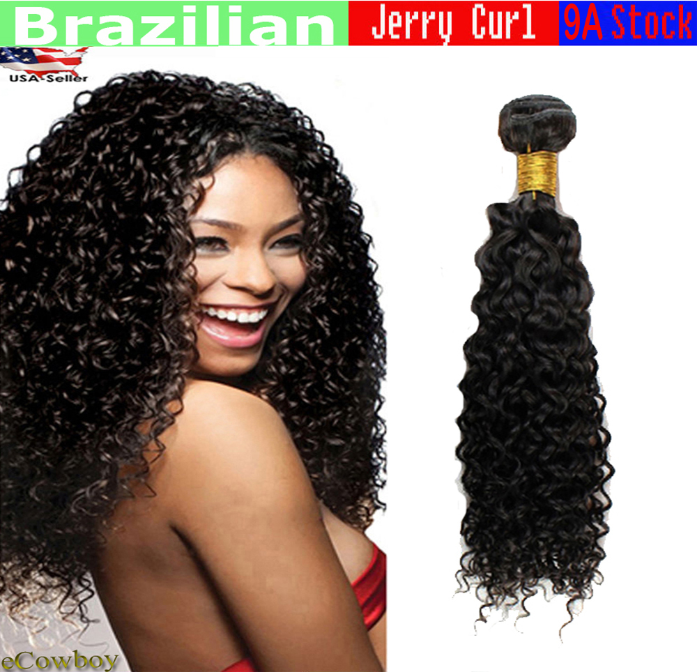 Unprocessed VIRGIN Remy 100 Human Hair JERRY CURL Natural Black 100g/bundle