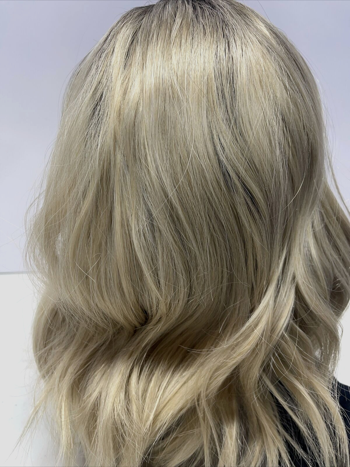 WOMEN’S LACE FRONT ROOTED MIXED OMBRE BLONDE SHORT WAVY Wig