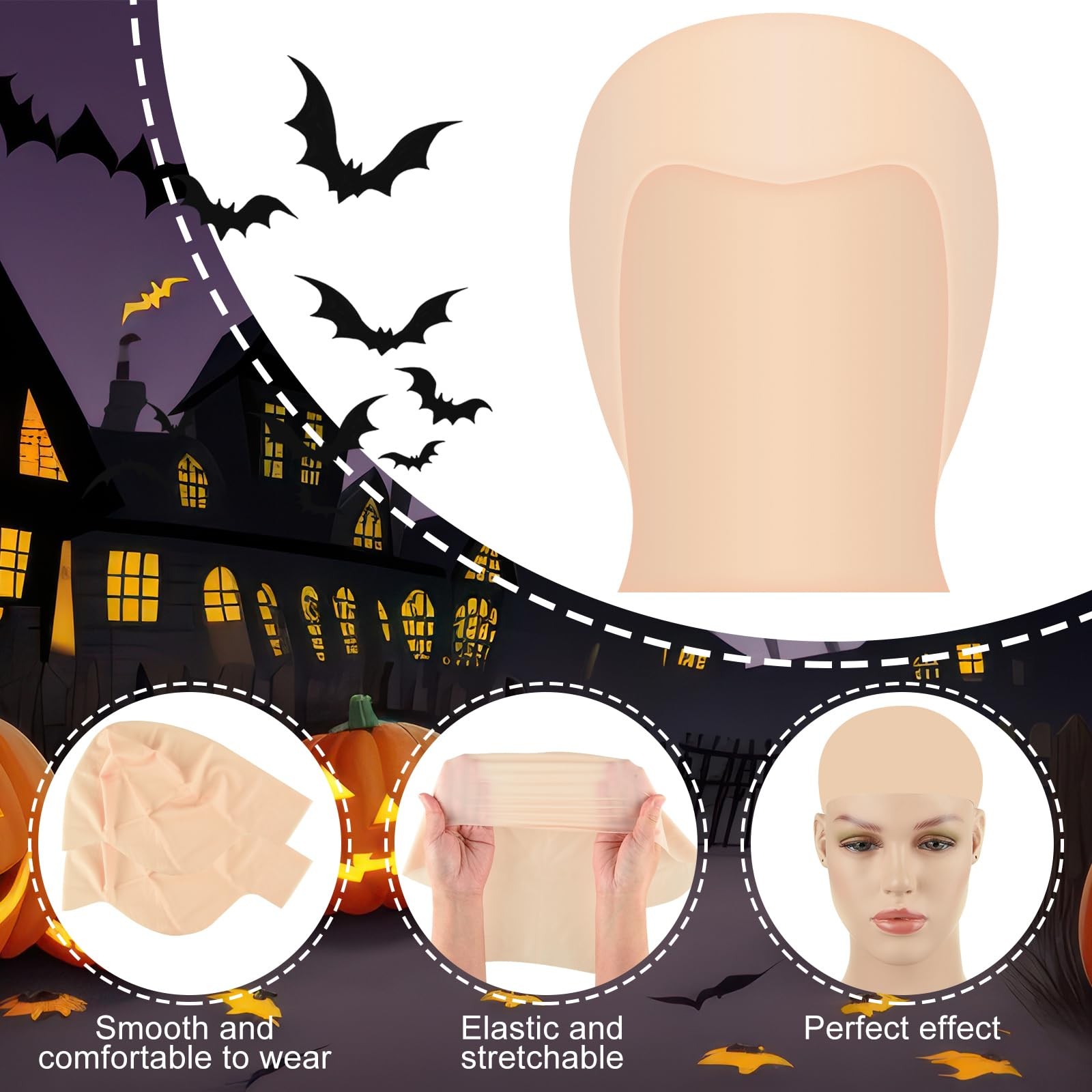 2/4/8 Pieces Bald Cap for Halloween Costumes Makeup Latex Bald Head Wig Caps …