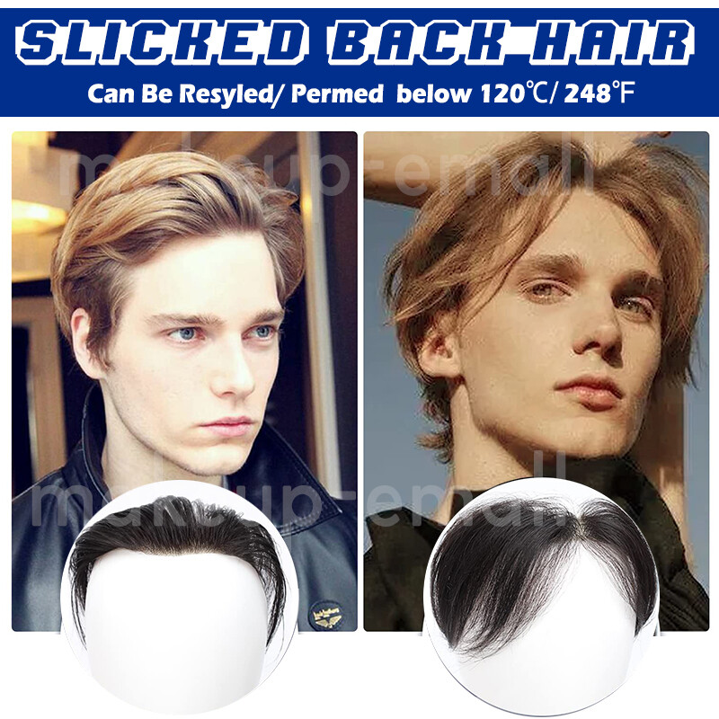 Front Hairline Mens TOupee 100 HUman Hair Replacement System Hairpiece Thin SKin