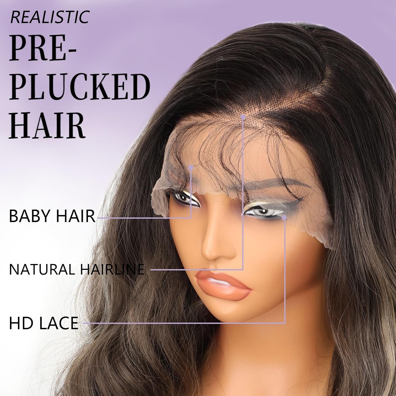 AISI HAIR 13×4 HD Brown Highlight Lace Front Wigs for Women – Pre Plucked Long B