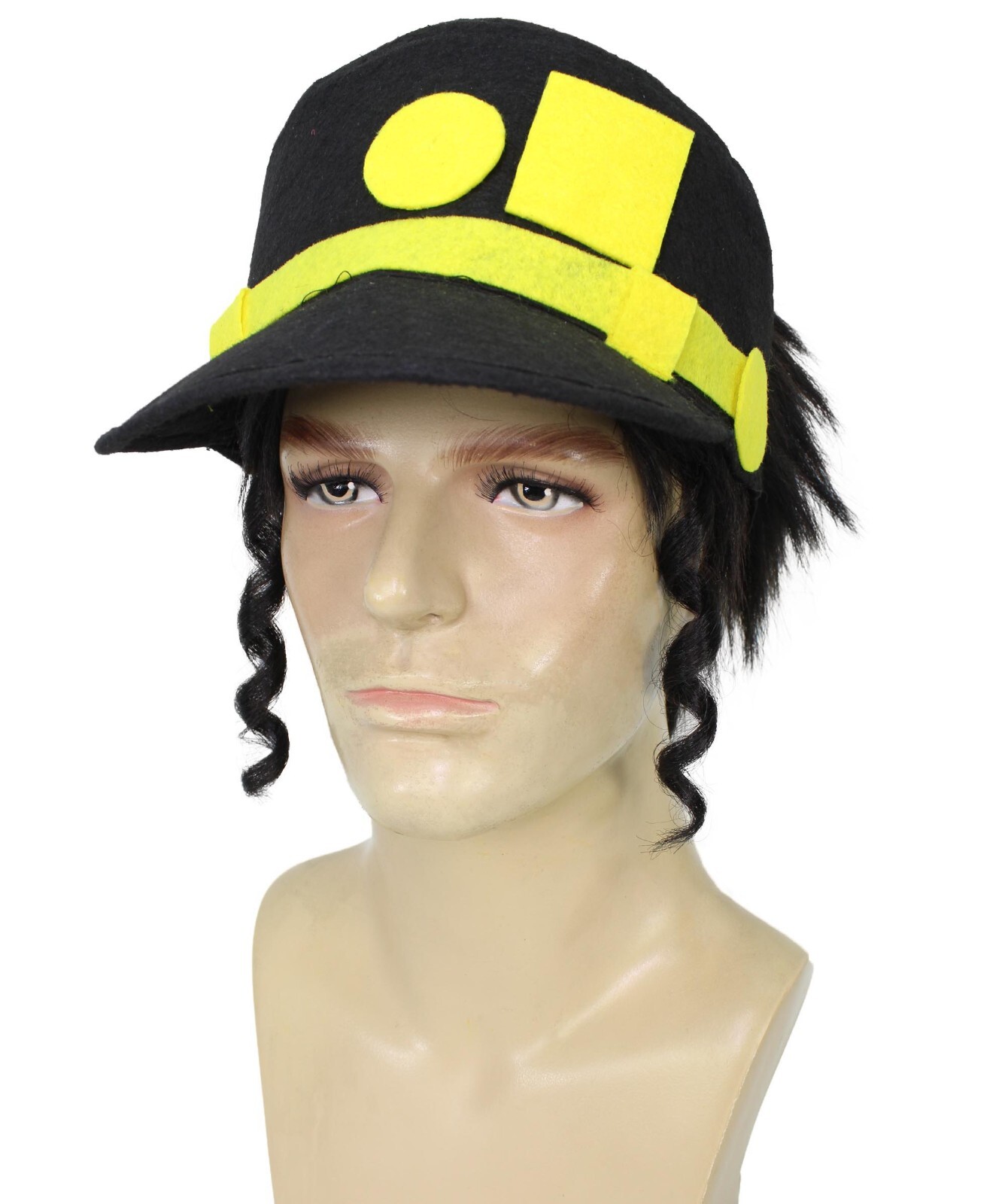 HPO Adult Men’s Black Short Anime Character Wig & Cap, Best for Halloween