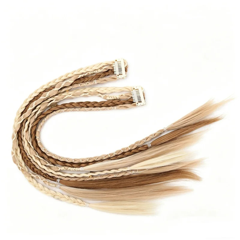 Bohemian Hand Woven Synthetic Long Hair Clip Braid Wig with Decorative Easy Wear