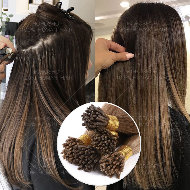 Pre Bonded Fusion Keratin I Tip Stick 100% Remy Human Hair Extensions Micro Ring