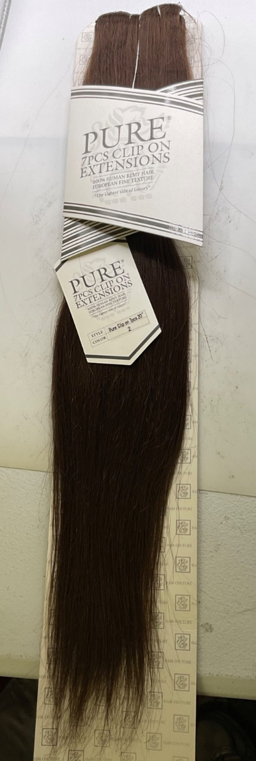 Hair Couture Pure Clip On Extensions 100% European Remy Hair 7pcs 20″ Color: 2