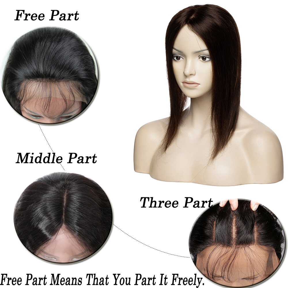Clip In Remy Human Hair Topper Hairpiece Toupee Middle Part Silk Base For Women
