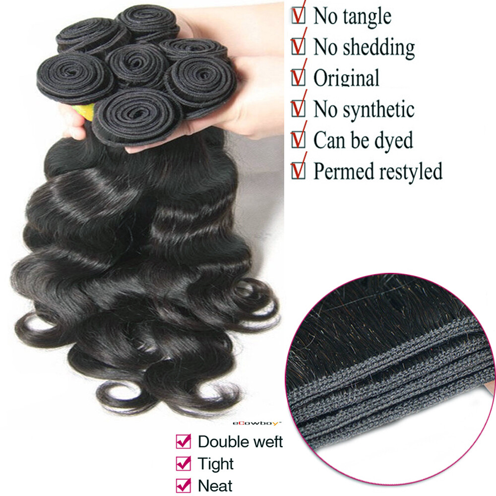 Brazilian Virgin Human Hair Body Wave Black 1 or 3 Bundles