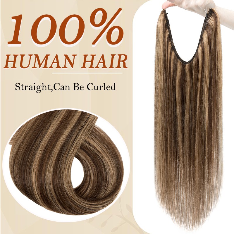 One Piece Wire 2 Clips Weft 100% Real Remy Human Hair Extensions Balayage Thick