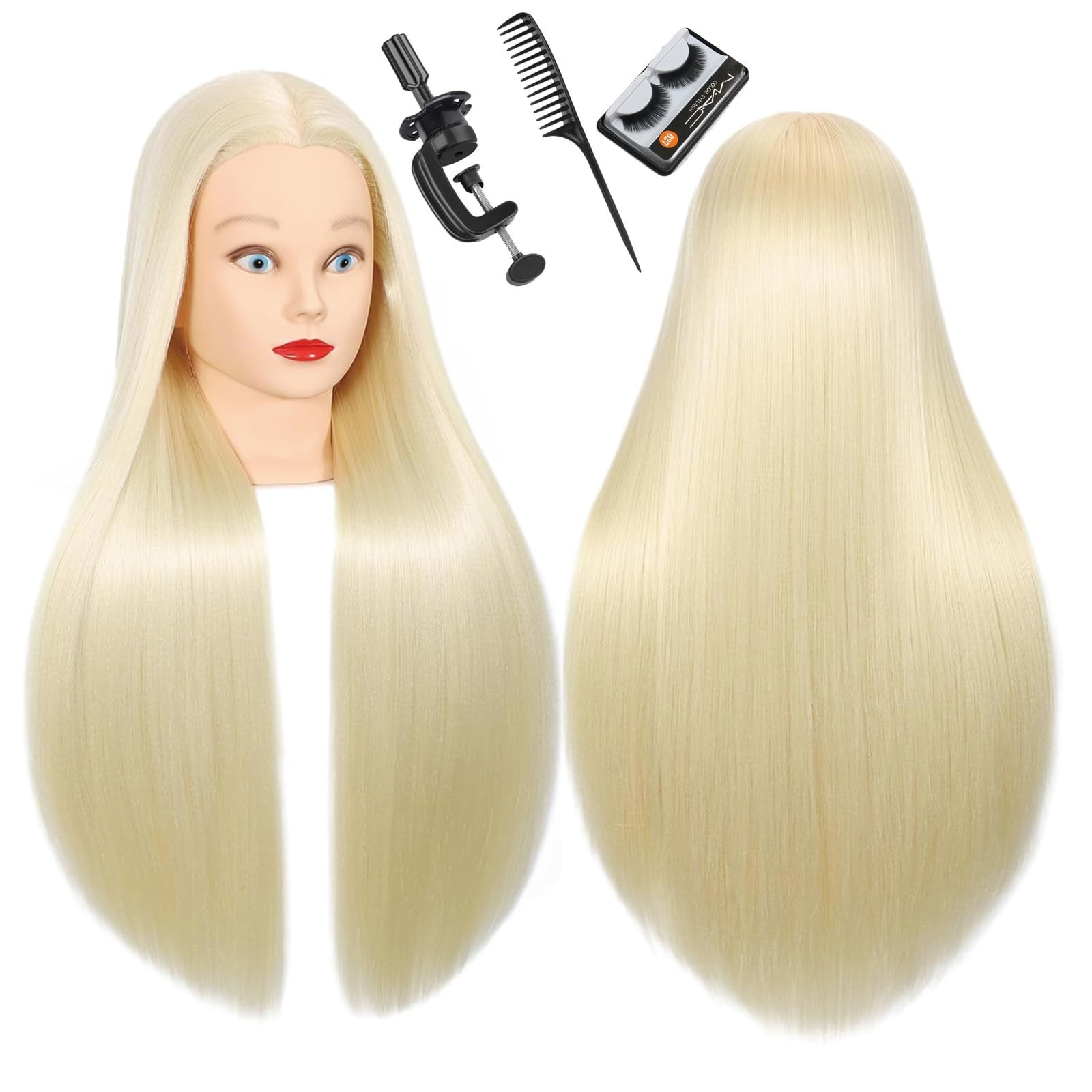 26″-28″ Mannequin Head Styling Head Human Hair Cosmetology Manikin Doll Train…
