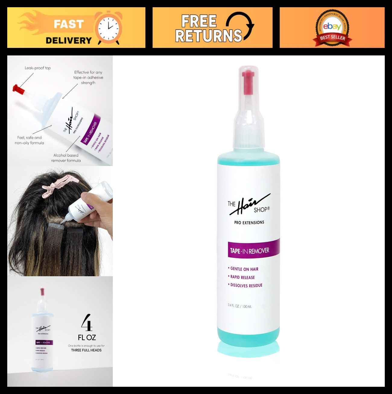 Professional Tape-In Hair Extension Remover, Salon Quality, Safe Alcohol-Based F