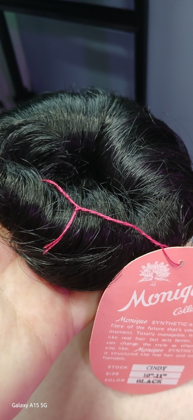 Vintage Monique Collection Cindy Synthetic Wig Black 10-11″