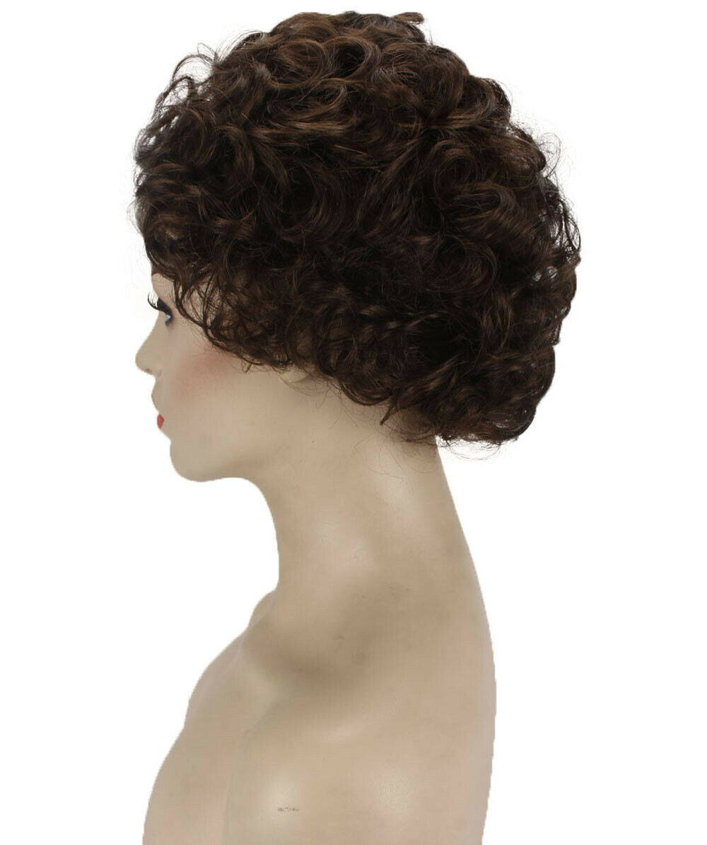 Monroe – Curly Kanekalon Synthetic Fiber Full Wig, 4 – 4.5 in, Medium Brown