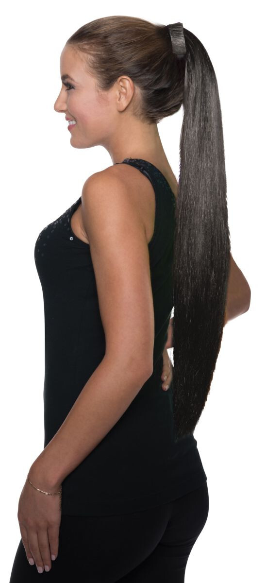 24″ Fashion 38320 Pony Tail Clip Wrap Extension black straight woman girl hair
