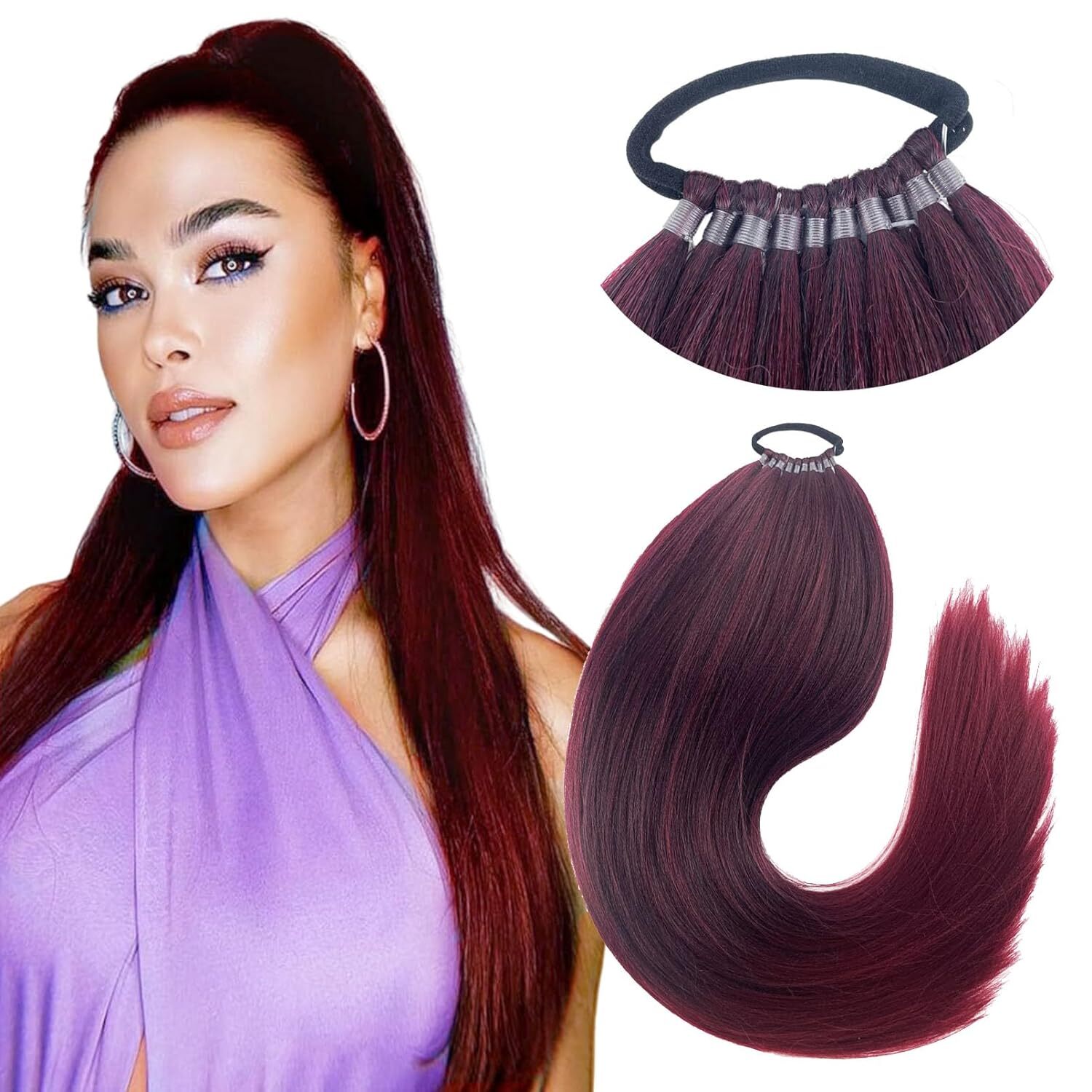 Ponytail Extension Warp Around Pony Tail with Hair Tie 24inch Long Synthetic