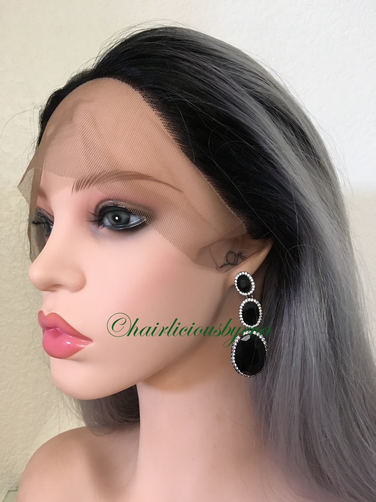 Pastel Rainbow Gray Purple Wig Straight Ombre Dark Roots Heat Resistant 26” Lon