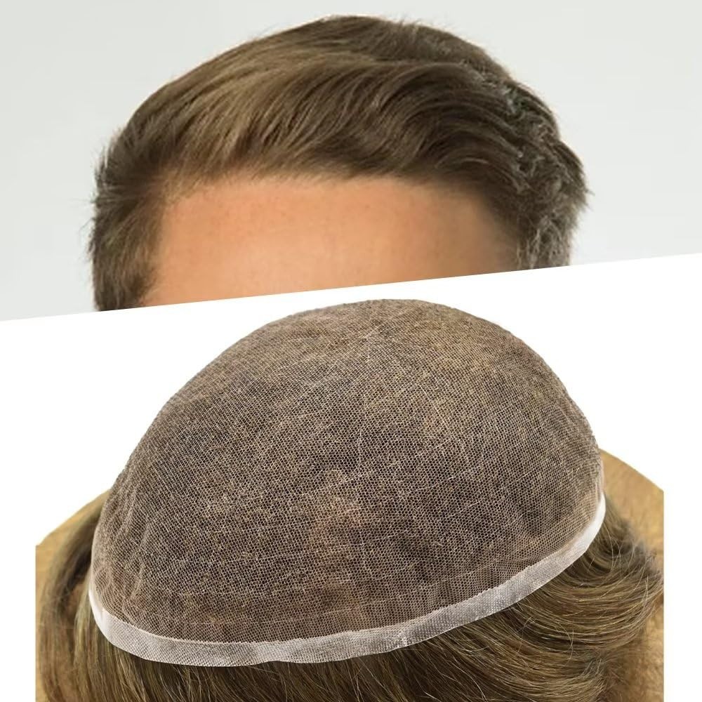 Full Swiss Lace Mens Toupee Light Density Human Hair System Replacement for Men