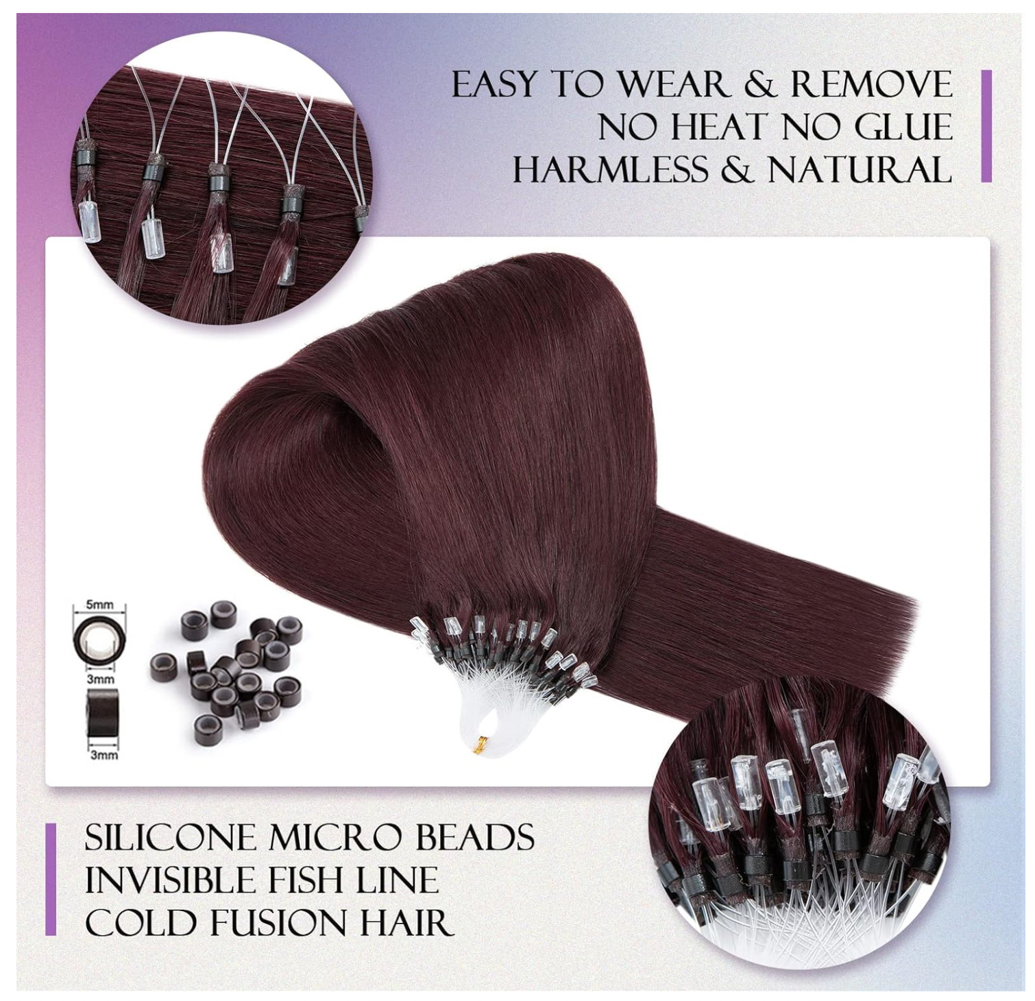 Microlink Hair Extensions Human Hair Micro Loop Bead In 18In 50g 50 Strands #99J