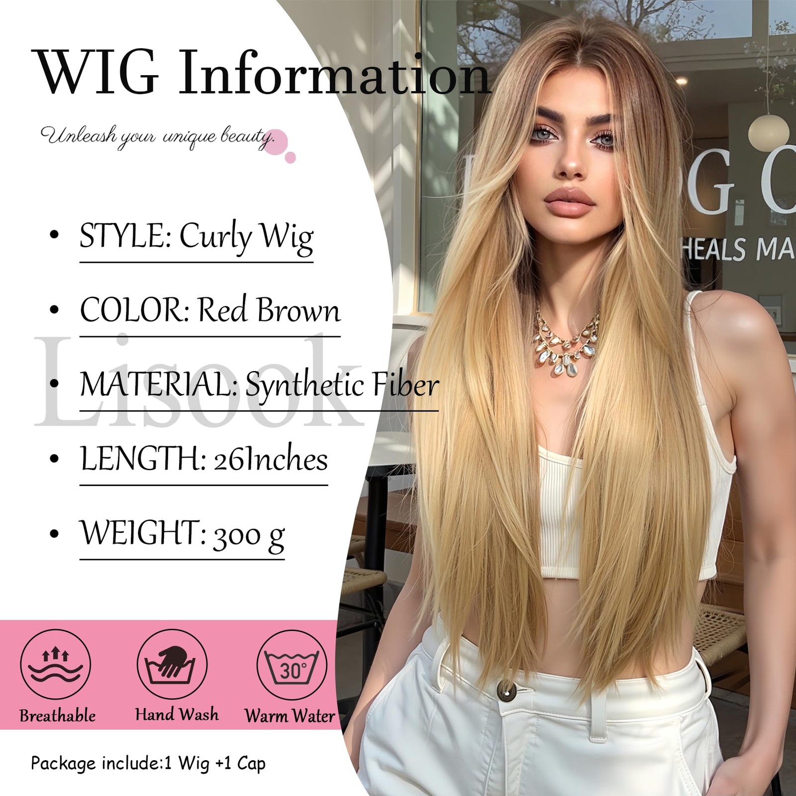 Long Blonde Wig Ombre Wigs for White Women Synthetic Wig Straight Hair Replac…