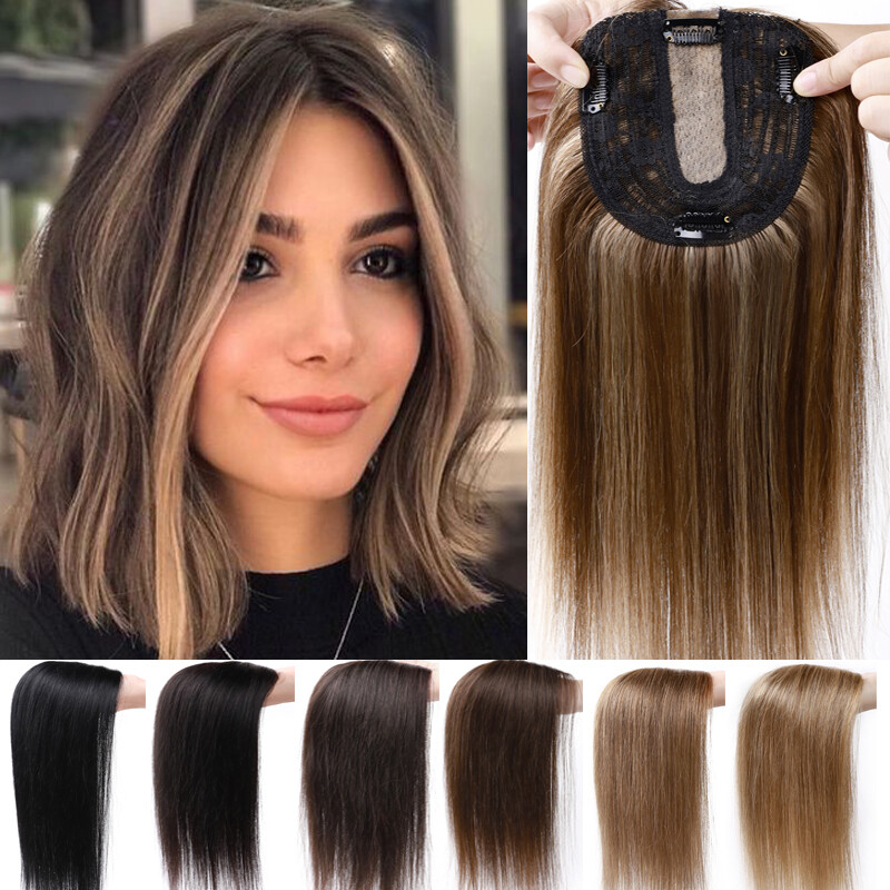Clip In 100% Remi Human Hair Silk Top Piece Mono Topper Hairpiece Women’s Toupee