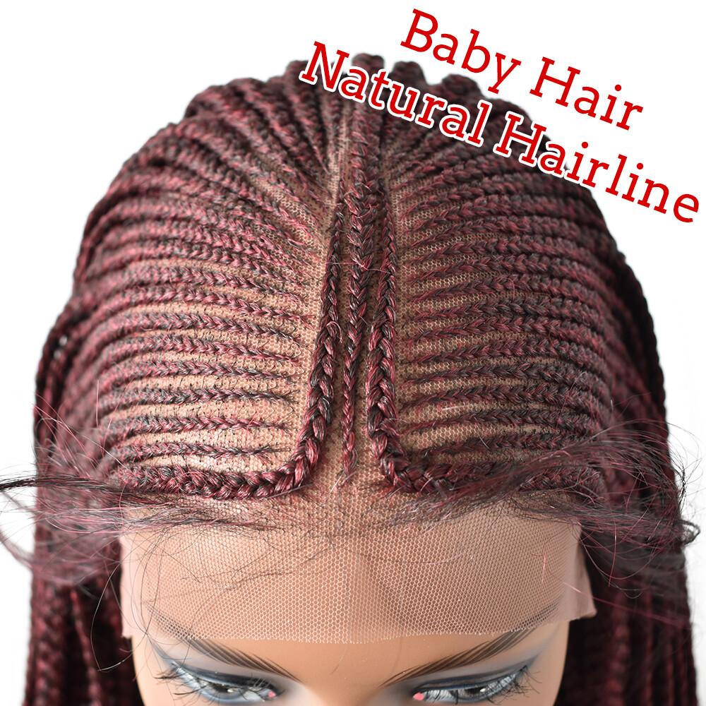 Micro Box Braids Women Wigs Baby Hair Swiss Lace Front Lightweight 30″ Long Hair
