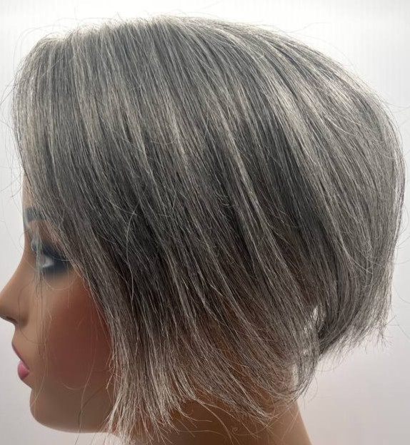 Reecho 4.5″x3.5″ 10 In Light Grey Swiss Base Human Hair Topper