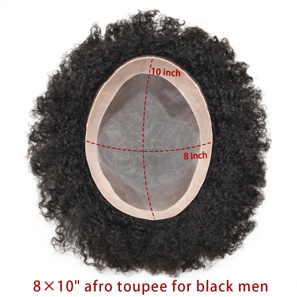 Hair Units for Black Men Afro Kinky Curly Fine Mono Lace Men Toupee Hair System