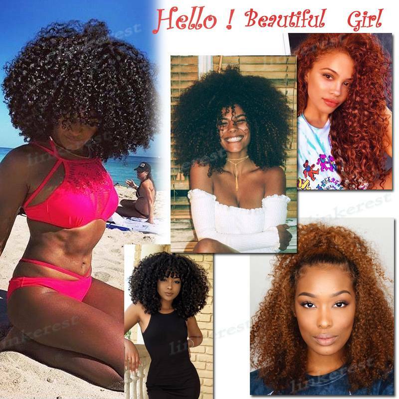Afro Kinky Straight Thick Clip in Human Hair Extensions Full Head Double Wefted