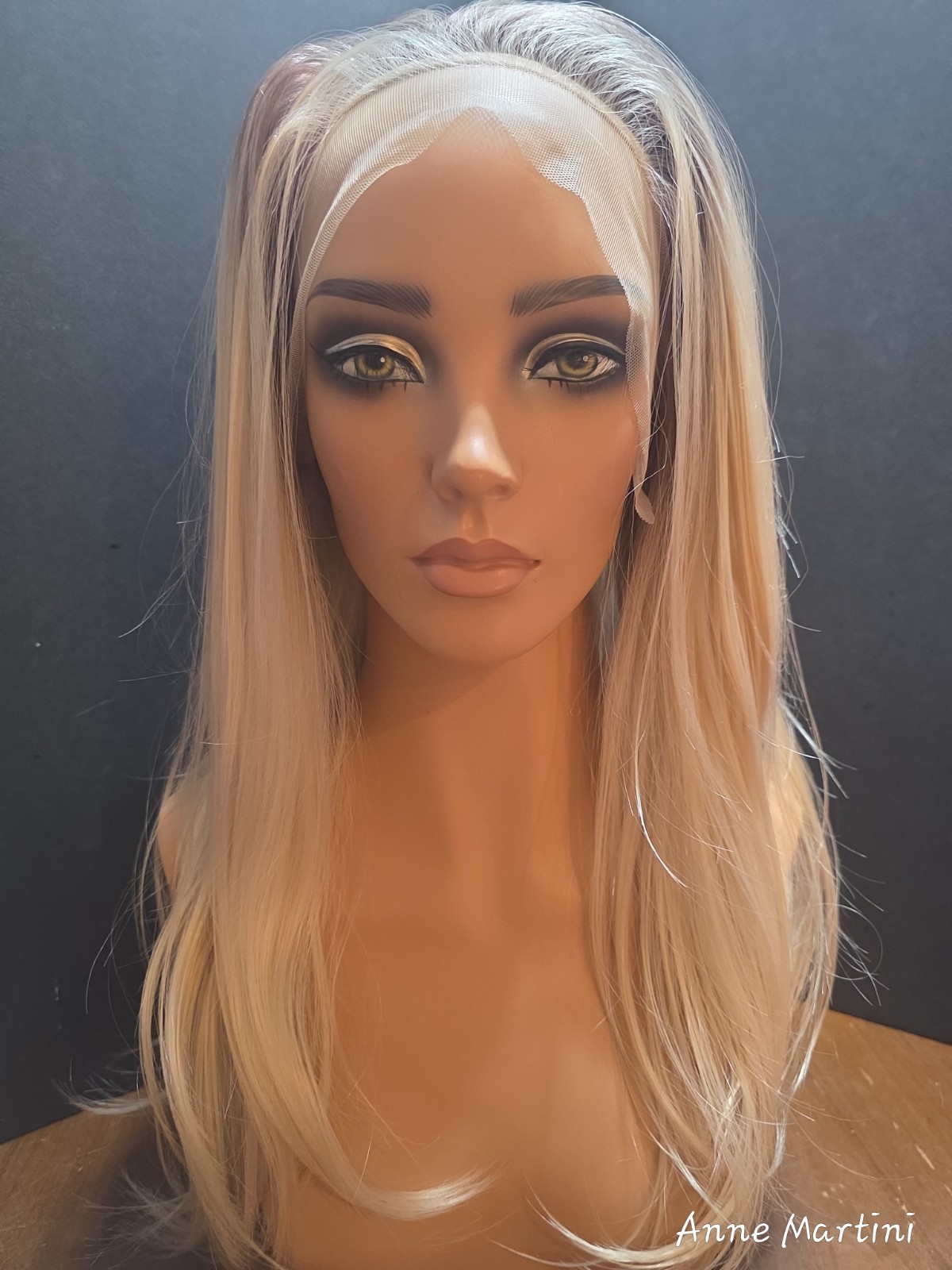 CSC LUNA Lace Front Synthetic Straight Wig Layered Free-Part Blonde Long